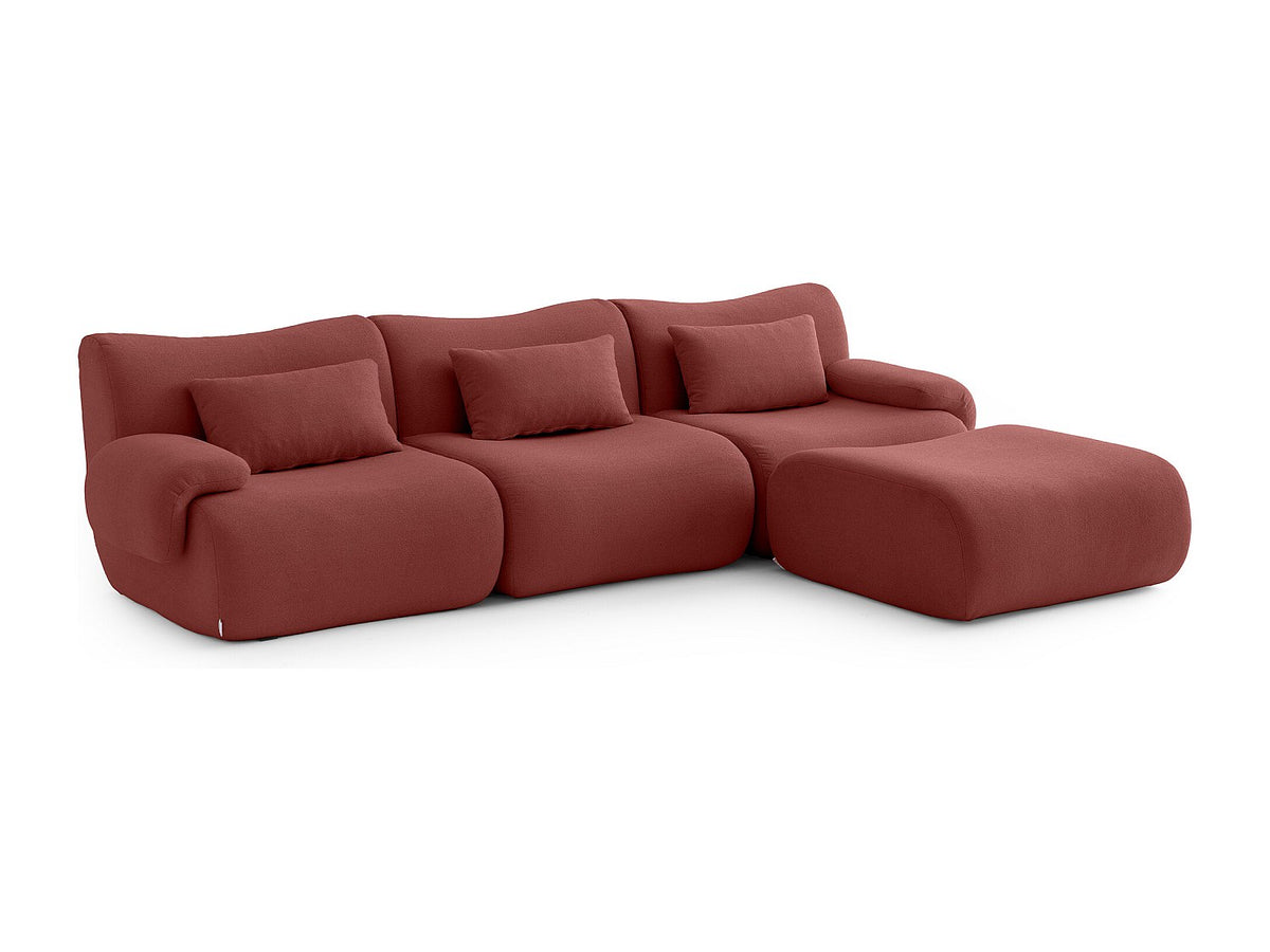 Méridienne pour canapé modulable 3 places orange tissu