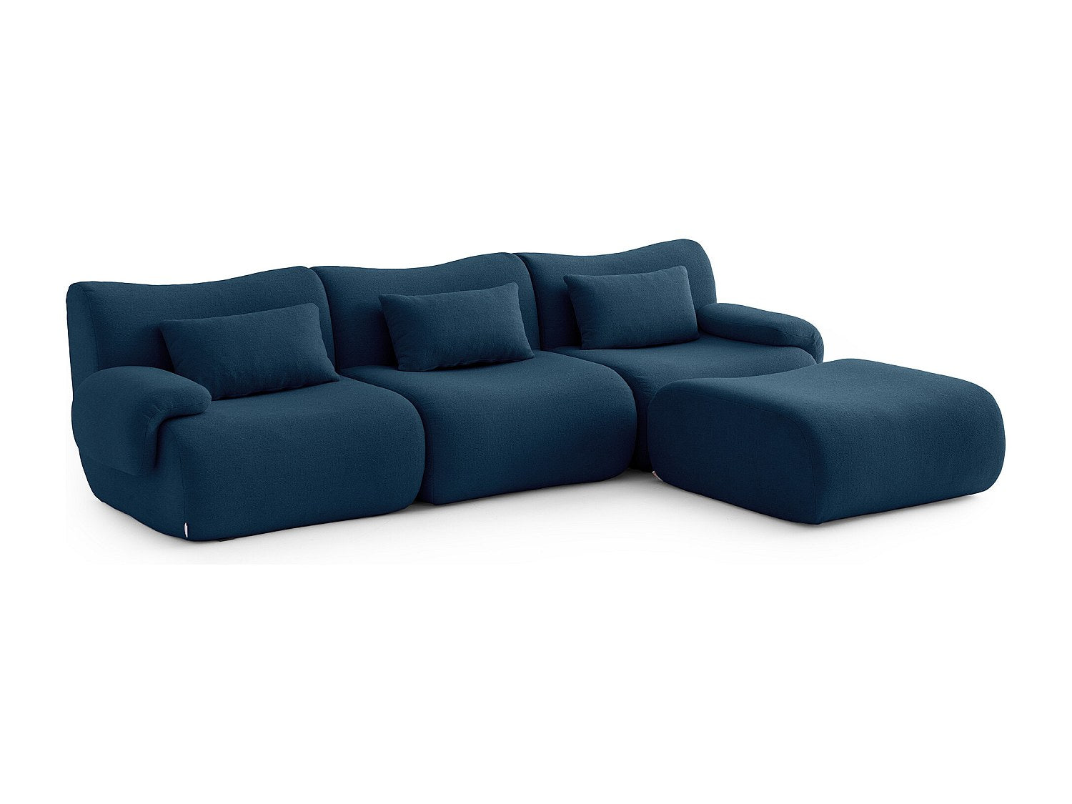 Méridienne pour canapé modulable 3 places bleu tissu