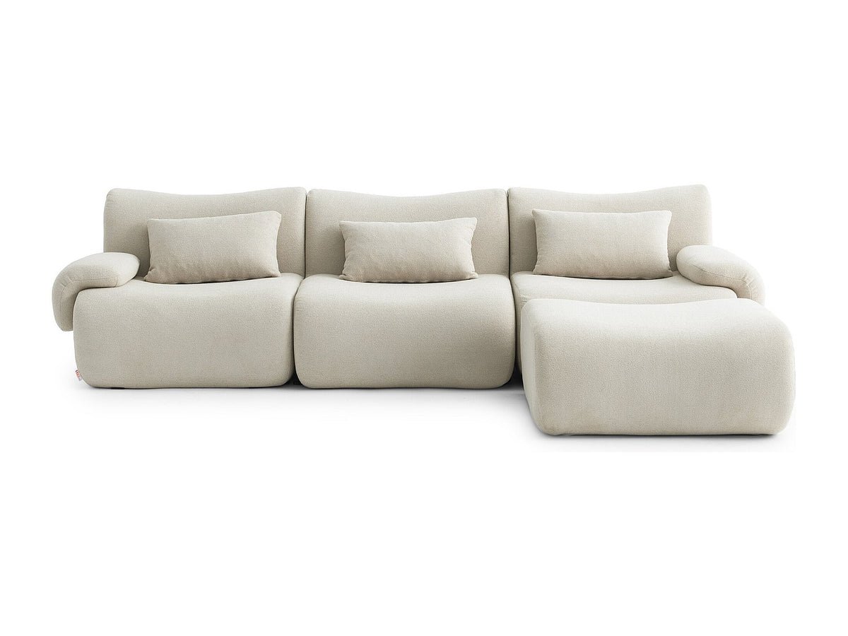 Méridienne pour canapé modulable 3 places beige tissu