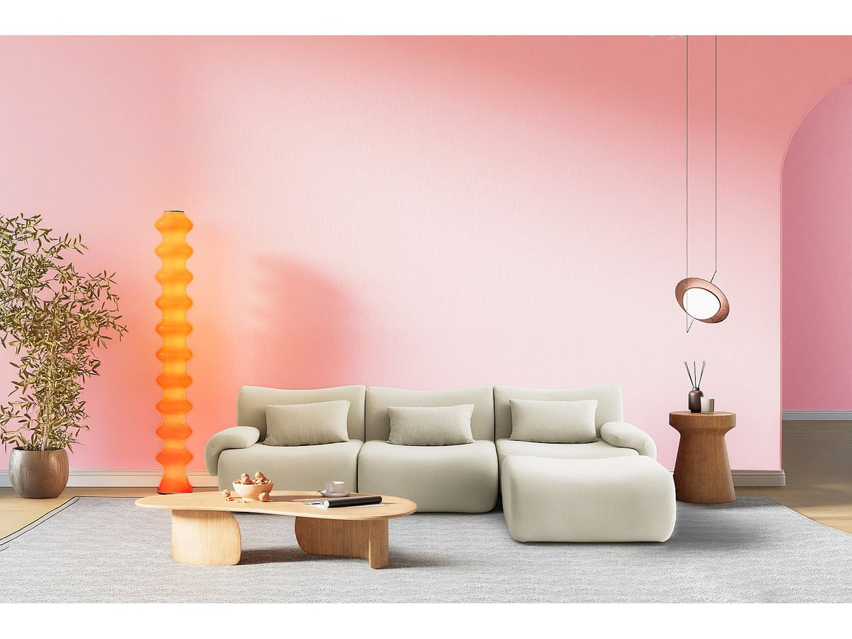 Méridienne pour canapé modulable 3 places beige tissu