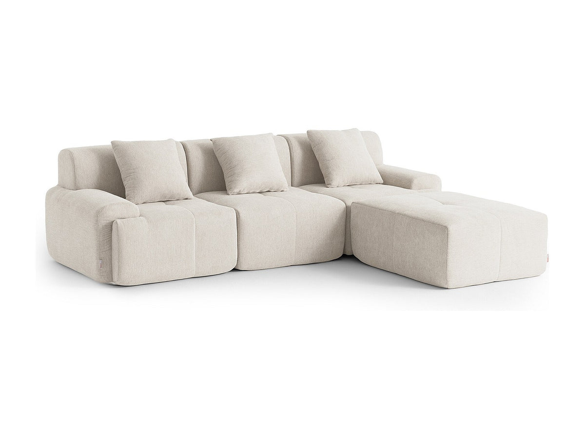 Méridienne pour canapé modulable 3 places beige tissu