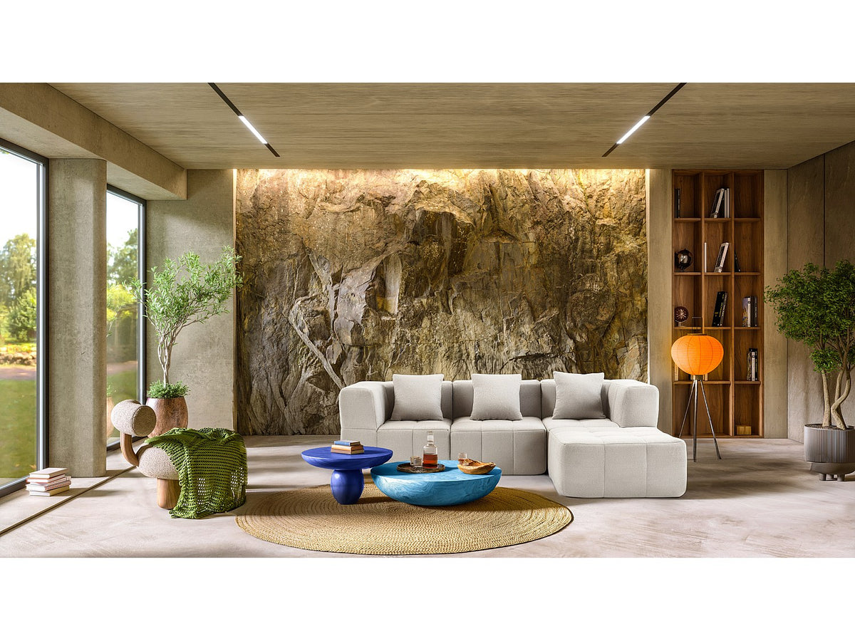 Méridienne pour canapé modulable 3 places beige tissu