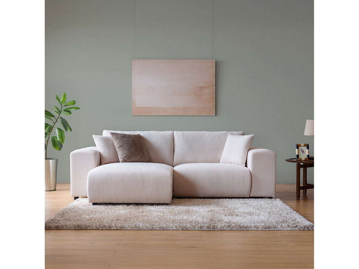 Angle pour canapé modulable 3 places beige velours