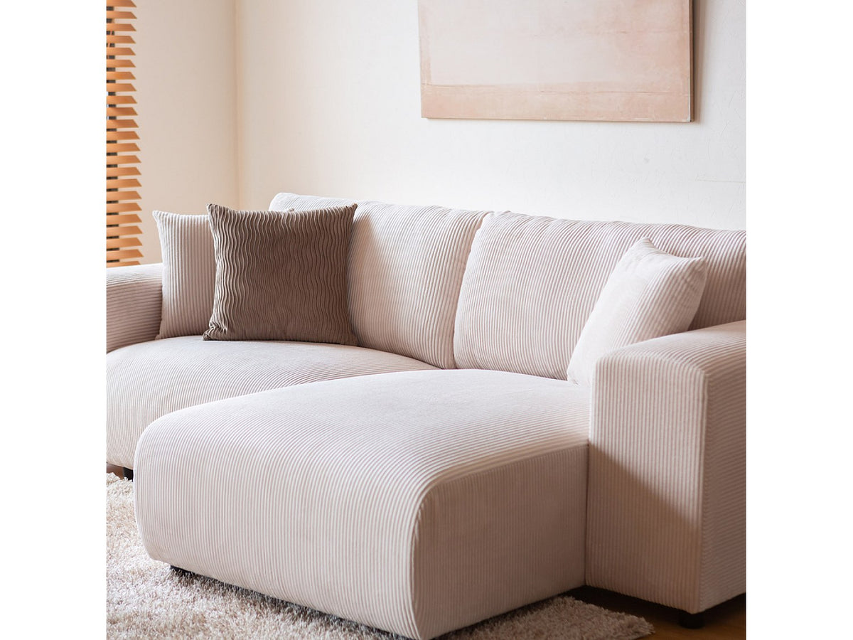 Angle pour canapé modulable 3 places beige velours