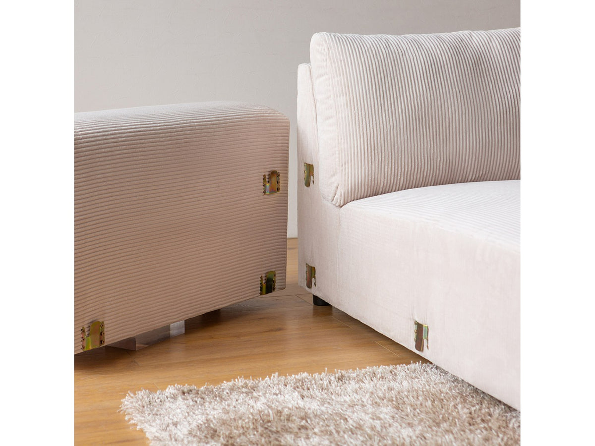 Angle pour canapé modulable 3 places beige velours
