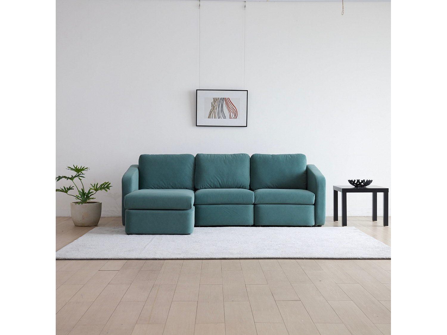 Pouf pour canapé modulable 3 places bleu