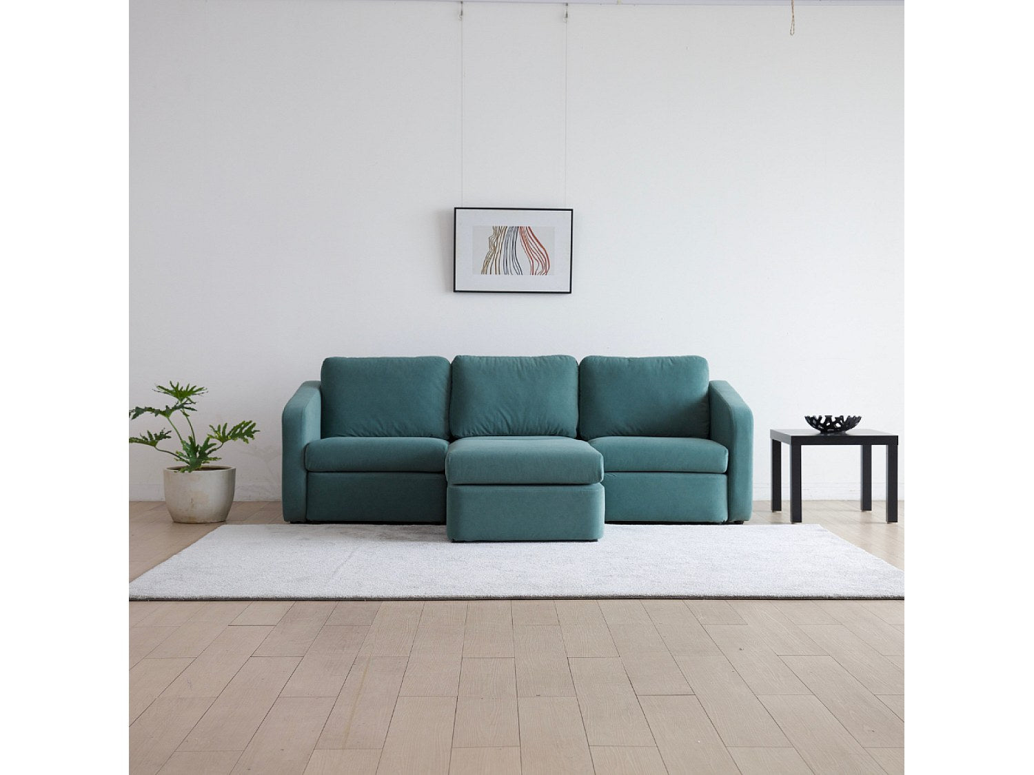 Pouf pour canapé modulable 3 places bleu