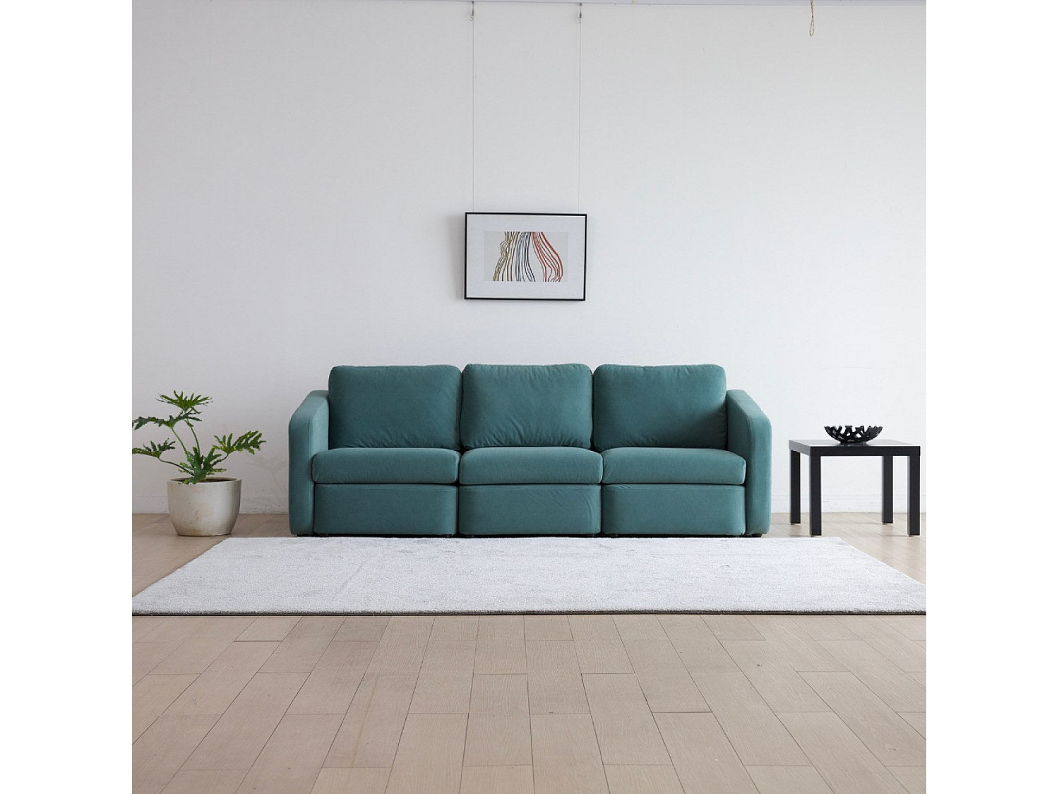 Pouf pour canapé modulable 3 places bleu