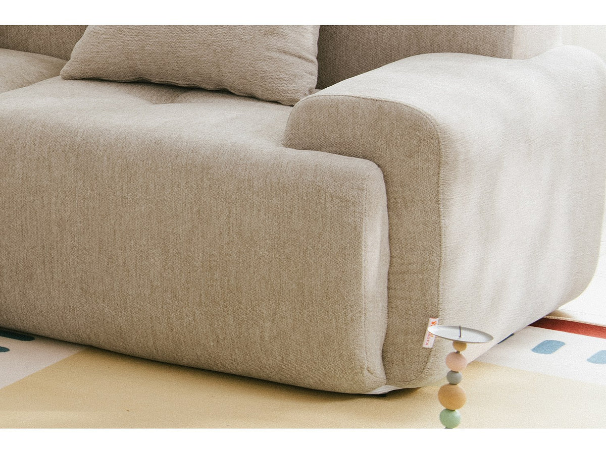 Méridienne pour canapé modulable 4 places beige tissu