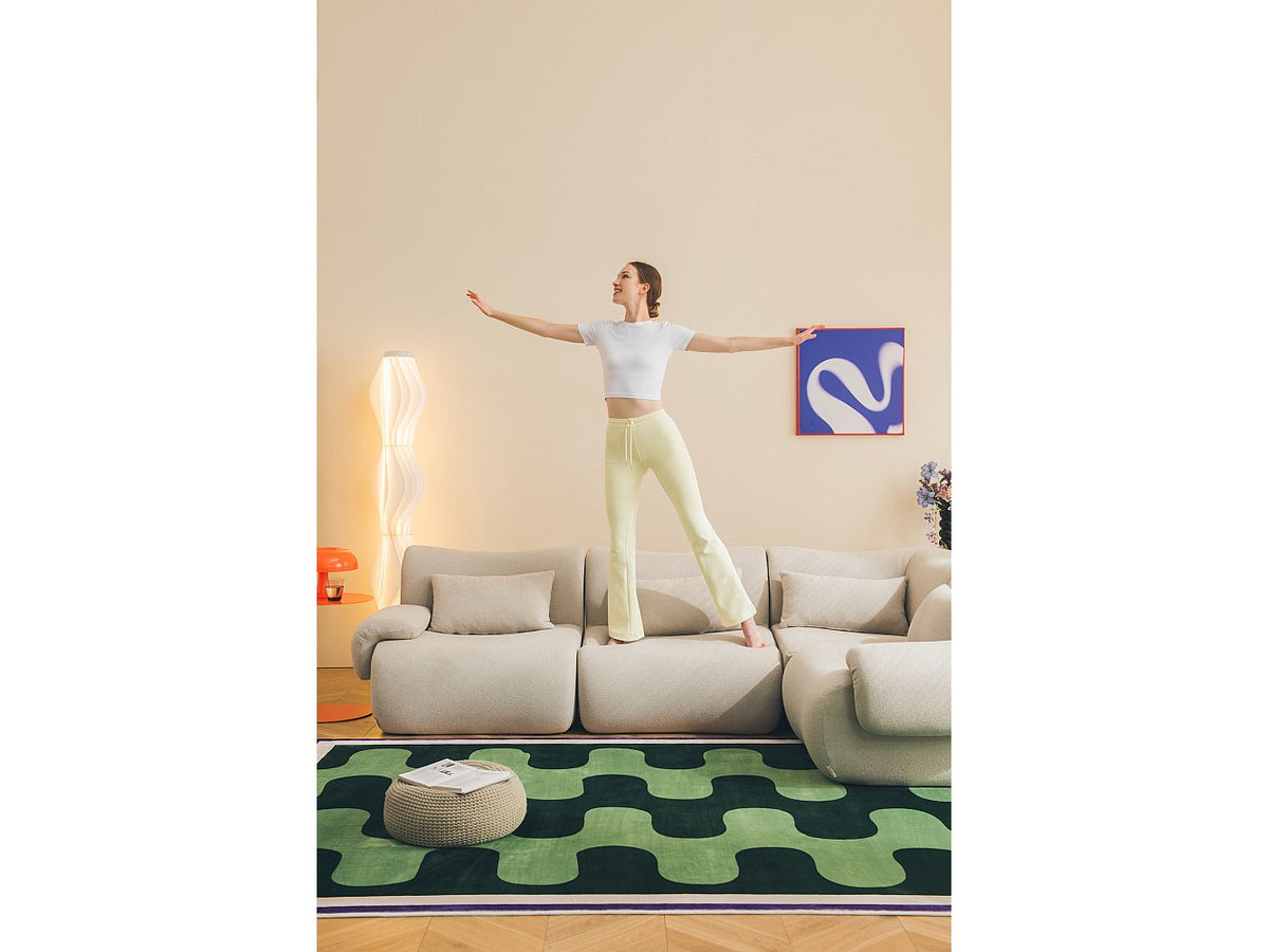 Méridienne pour canapé modulable 5 places beige tissu