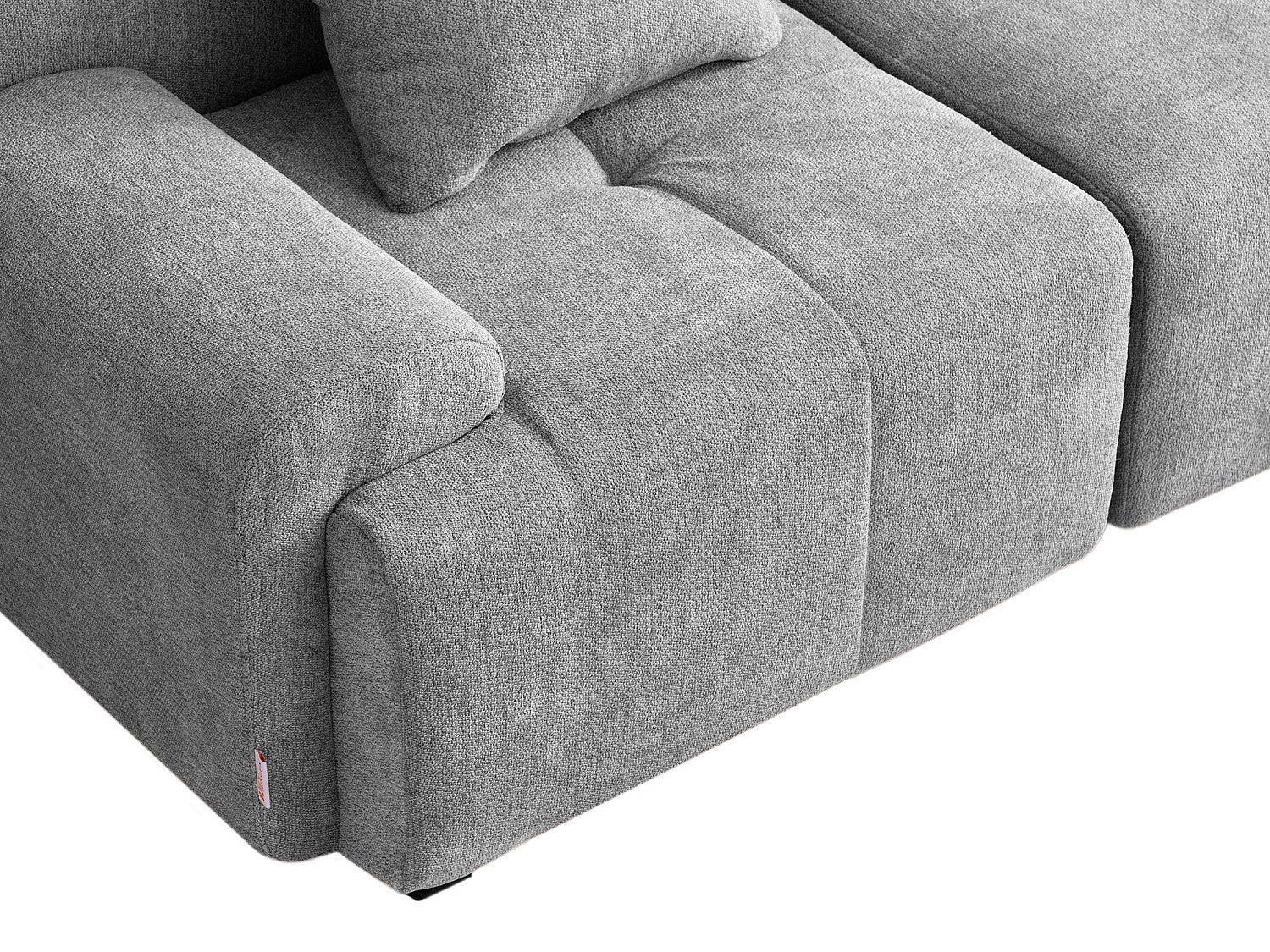 Canapé modulable 3 places gris tissu