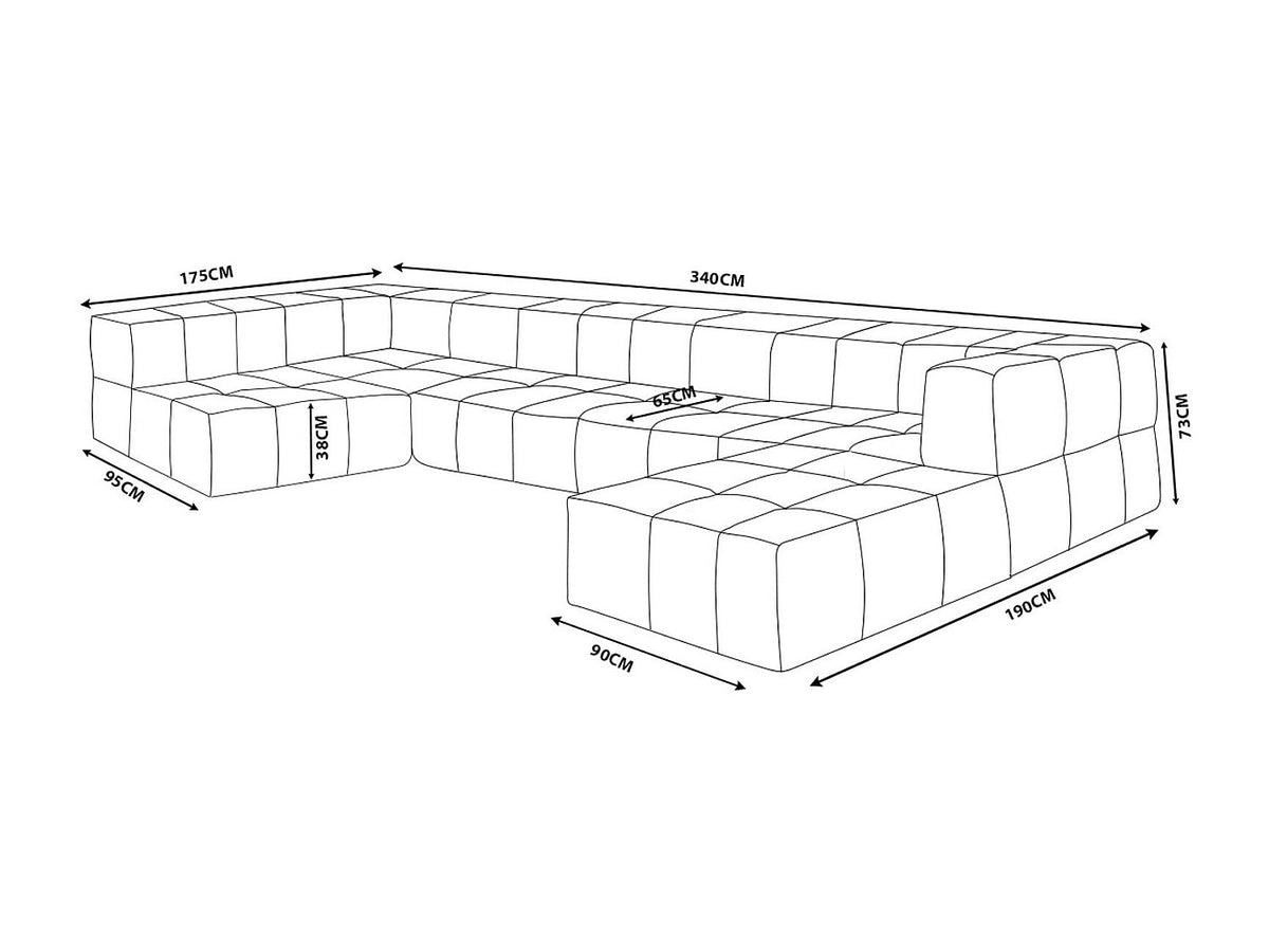 Méridienne pour canapé modulable 5 places beige tissu