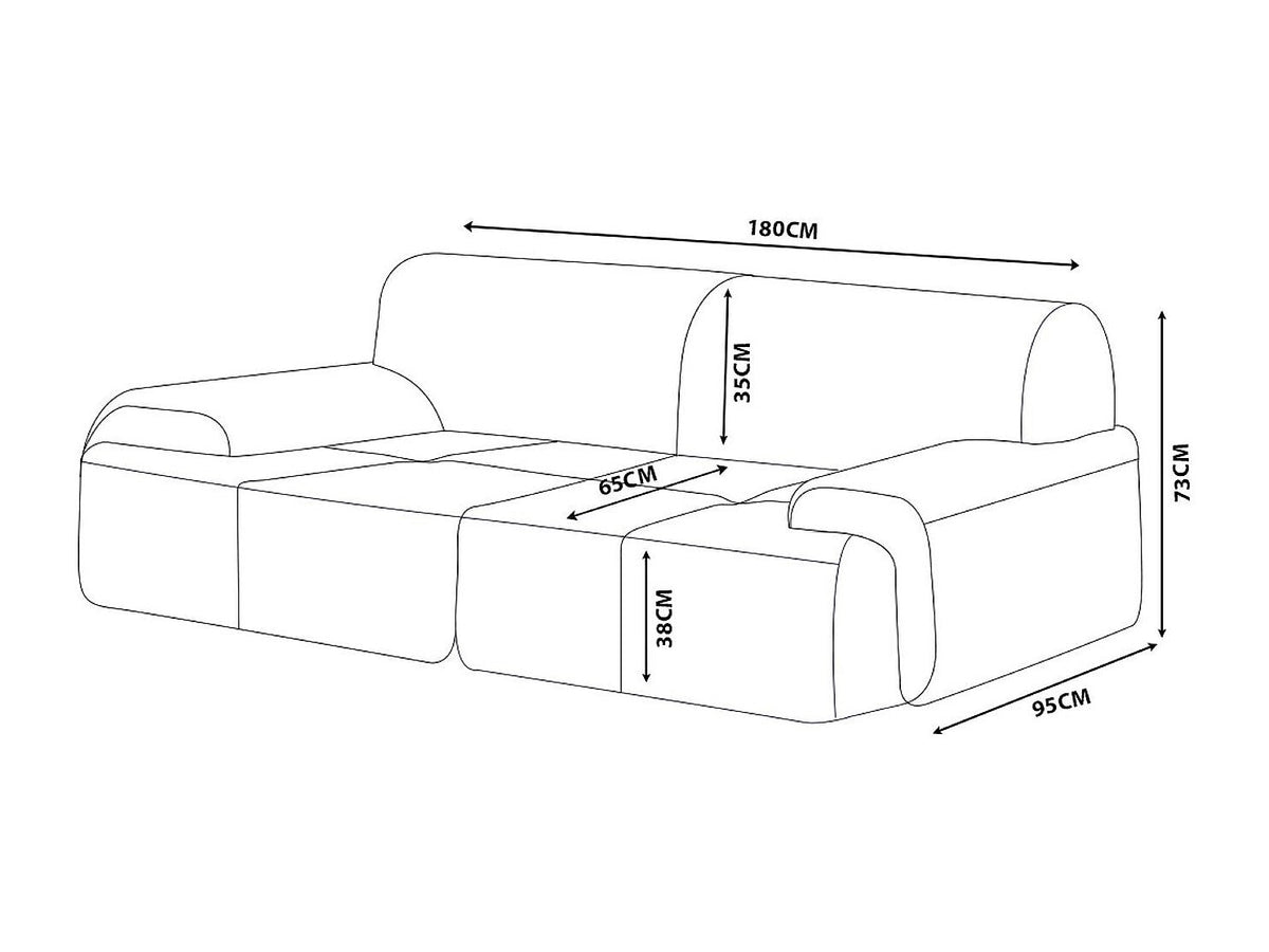 Canapé modulable 2 places marron tissu