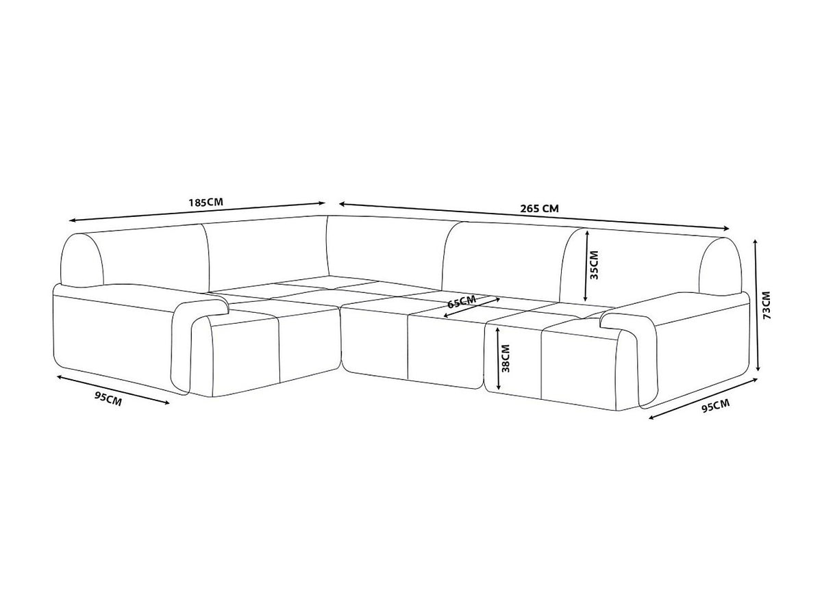 Canapé modulable 4 places marron tissu
