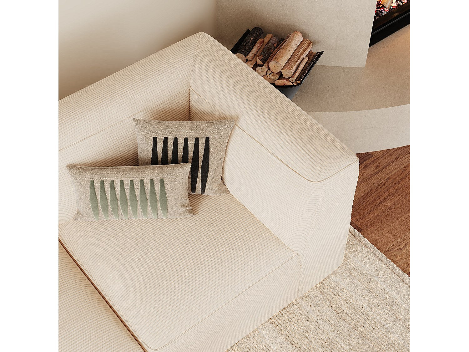 Angle pour canapé modulable blanc velours - Mina