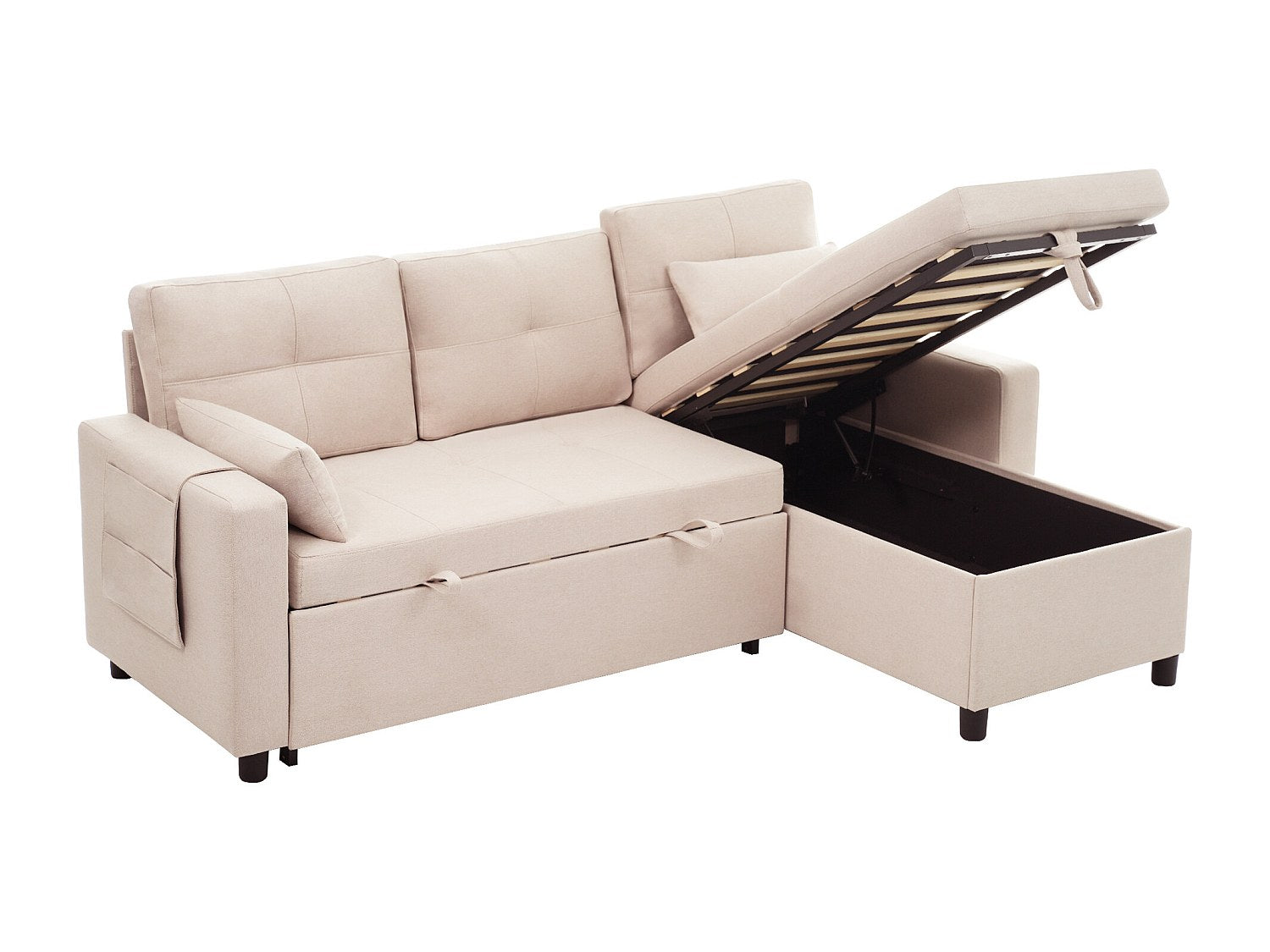 Canapé modulable convertible beige tissu
