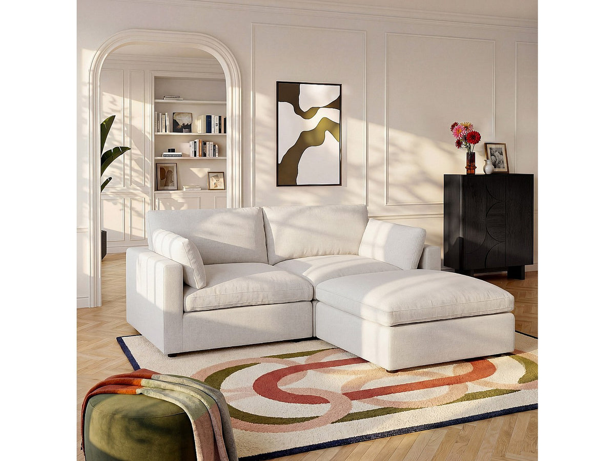 Canapé modulable 3 places beige tissu