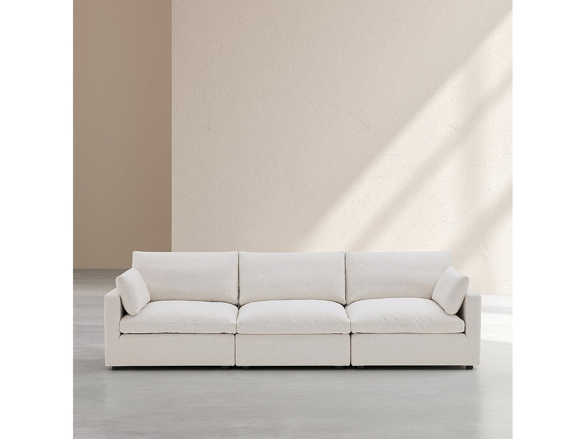 Canapé modulable 4 places beige tissu