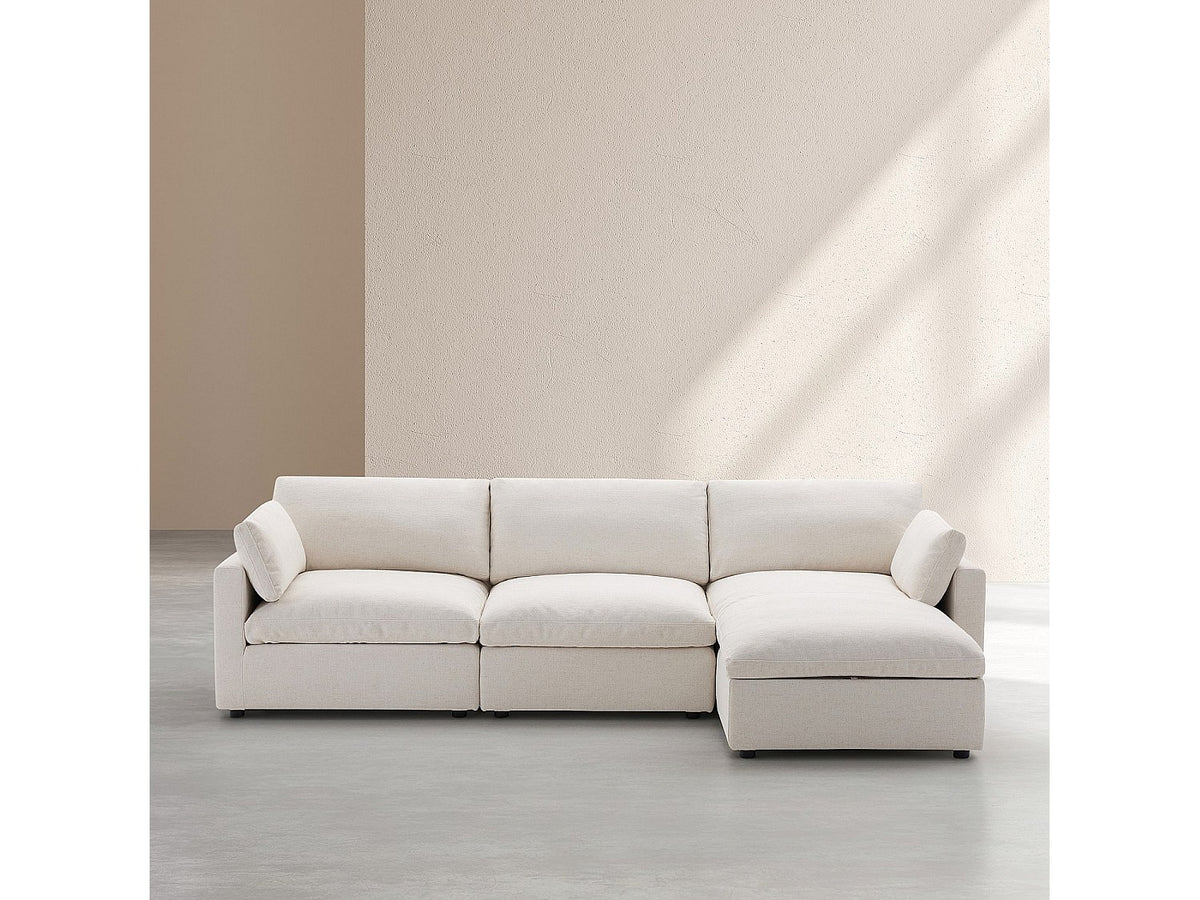 Canapé modulable 4 places beige tissu