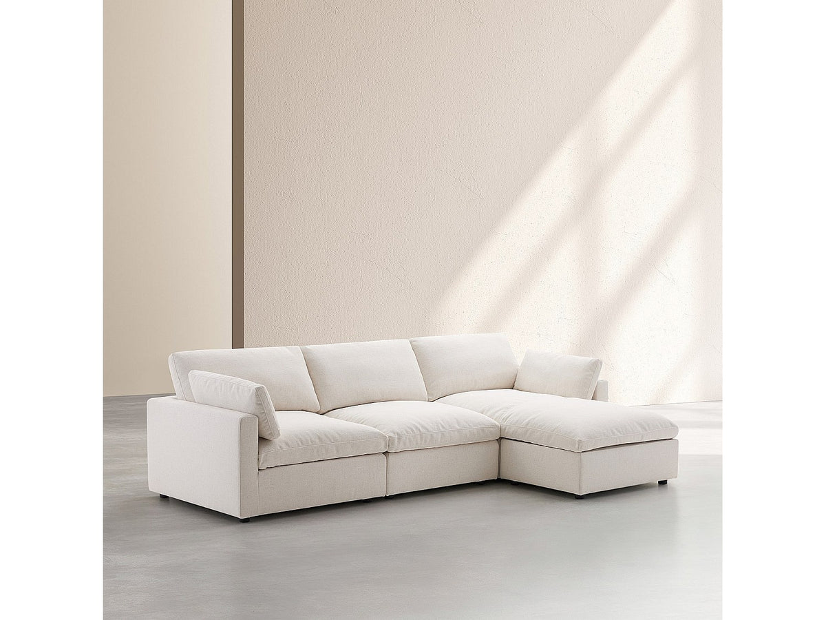 Canapé modulable 4 places beige tissu