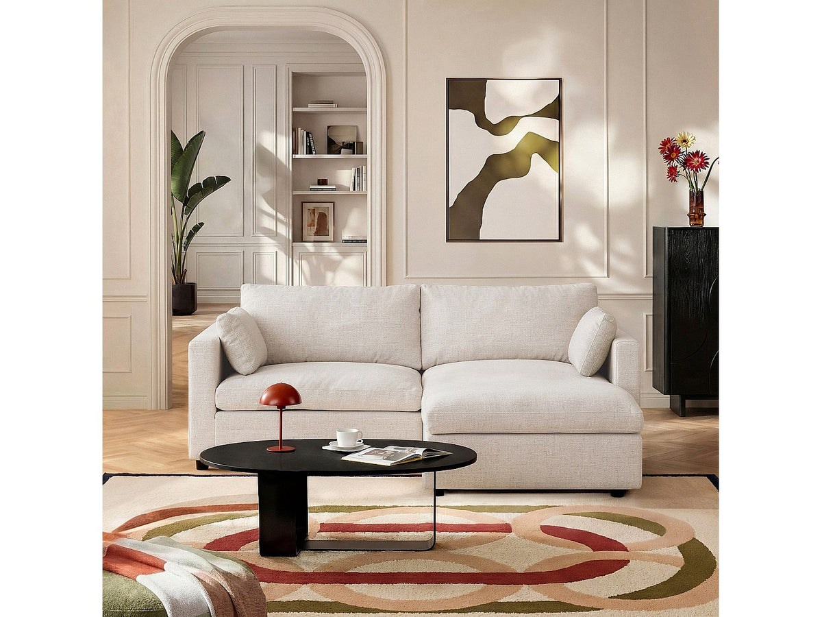 Canapé modulable 3 places beige tissu