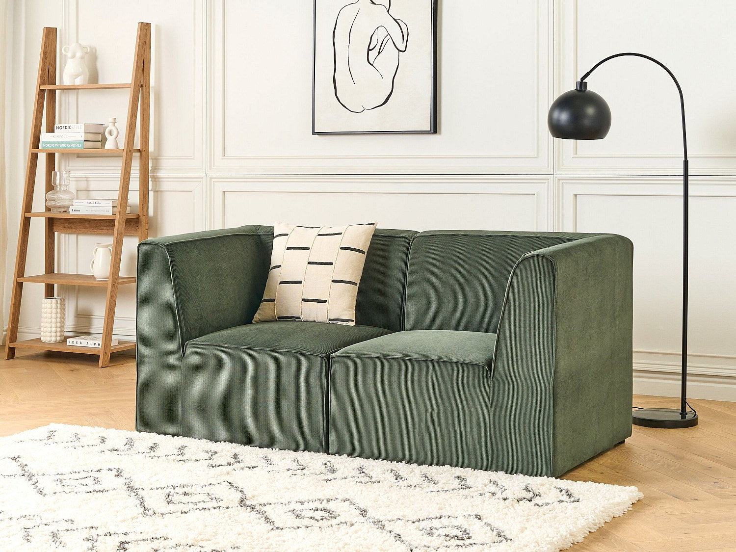 Canapé modulable 2 places vert velours