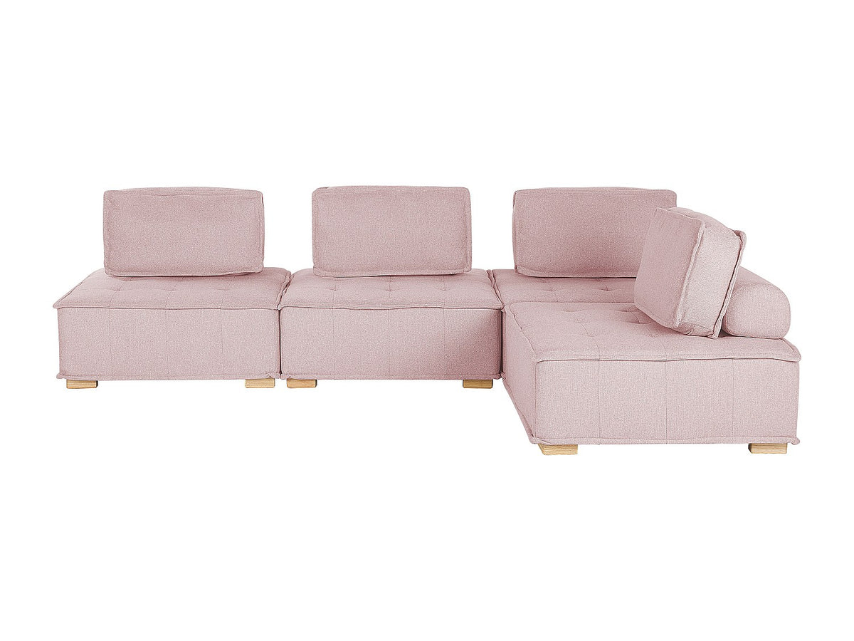 Angle pour canapé modulable 4 places rose tissu