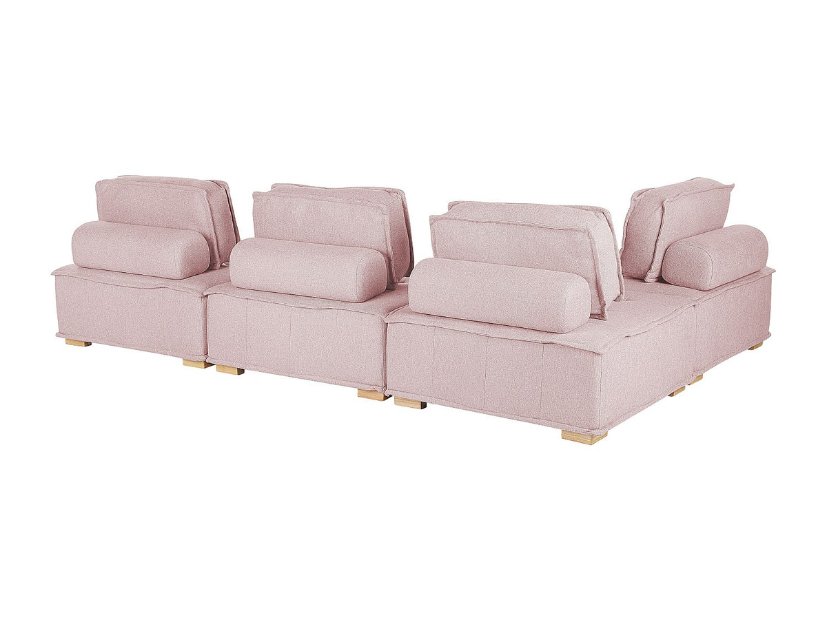 Angle pour canapé modulable 4 places rose tissu