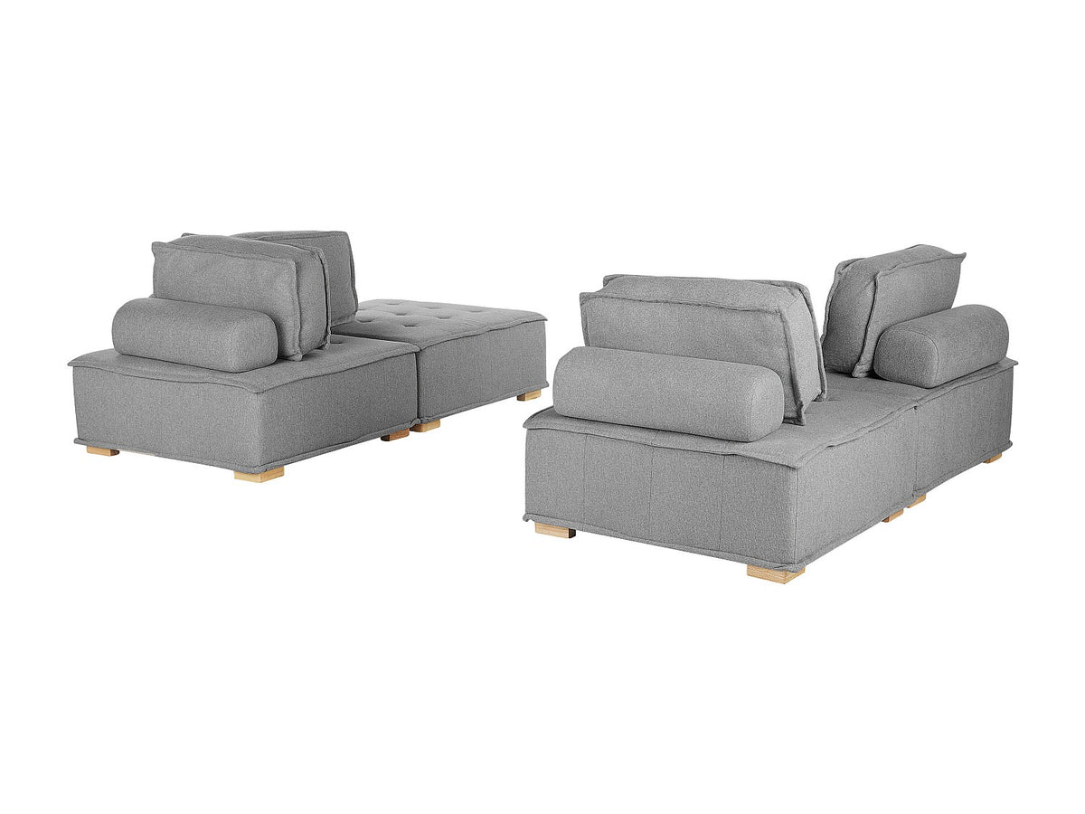 Canapé modulable 4 places gris tissu