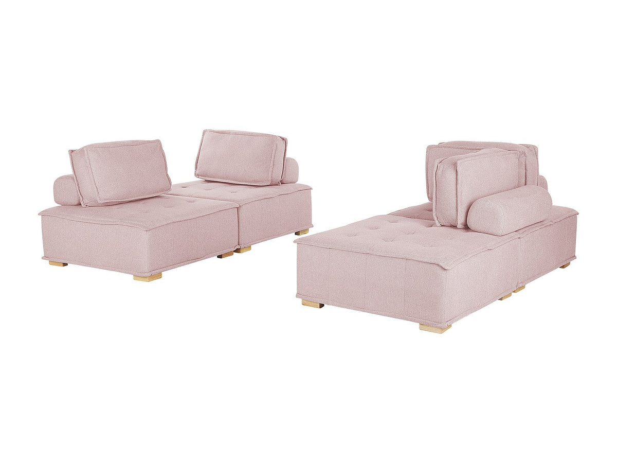 Canapé modulable 4 places rose tissu