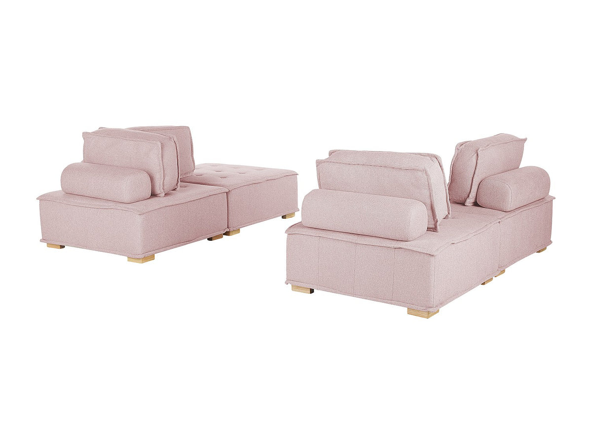 Canapé modulable 4 places rose tissu