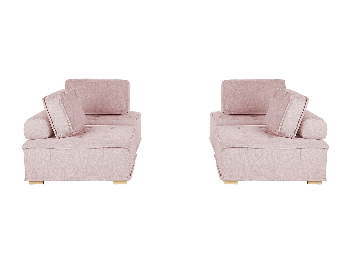 Canapé modulable 4 places rose tissu