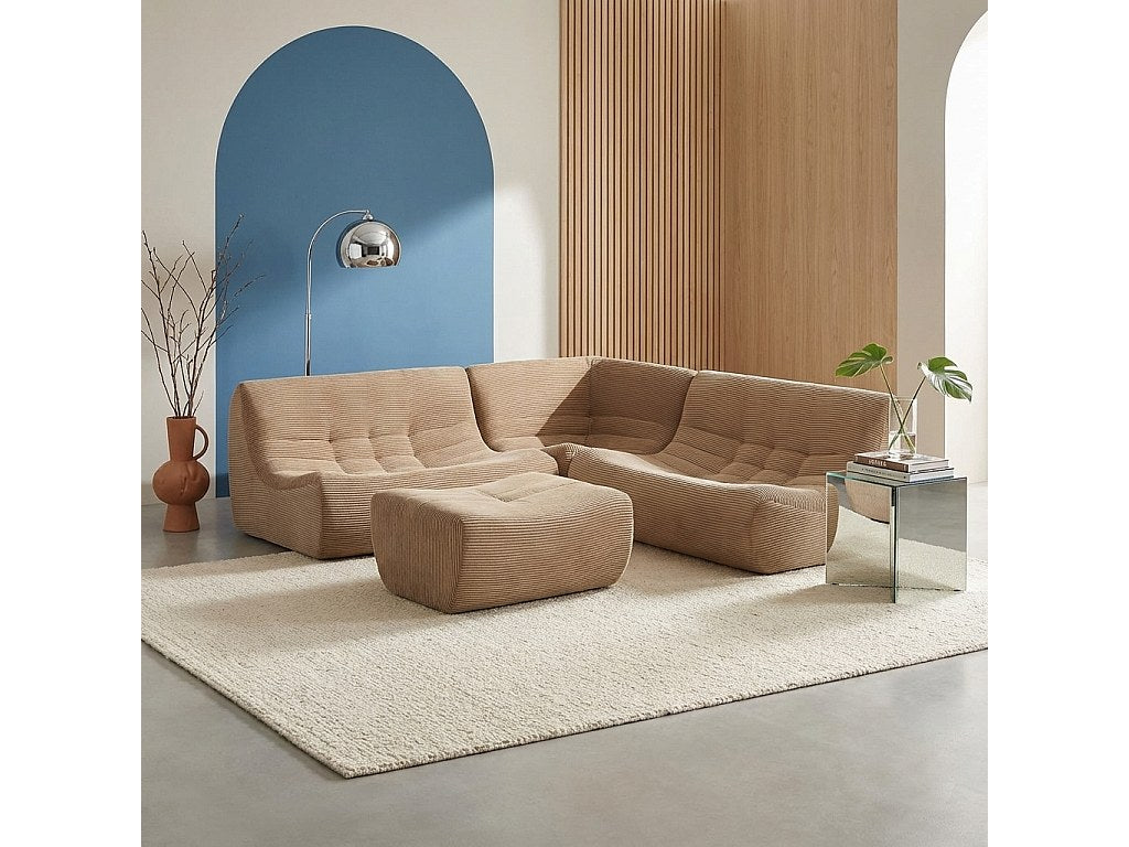 Angle pour canapé modulable 5 places beige velours