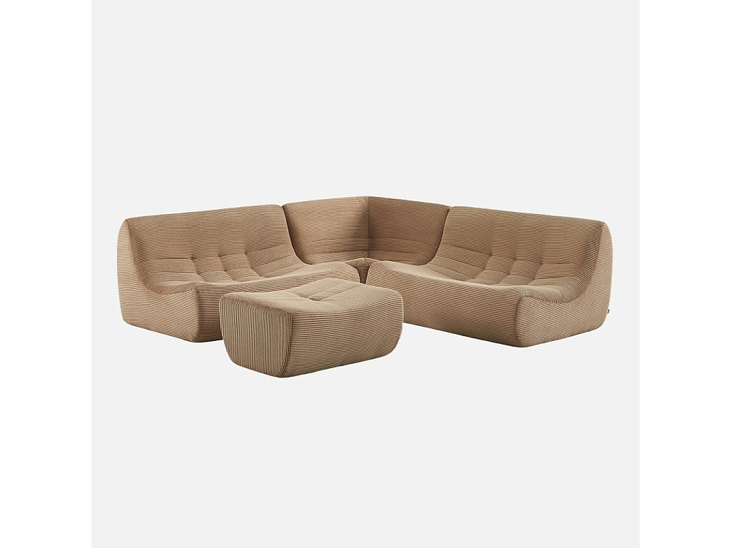 Angle pour canapé modulable 5 places beige velours