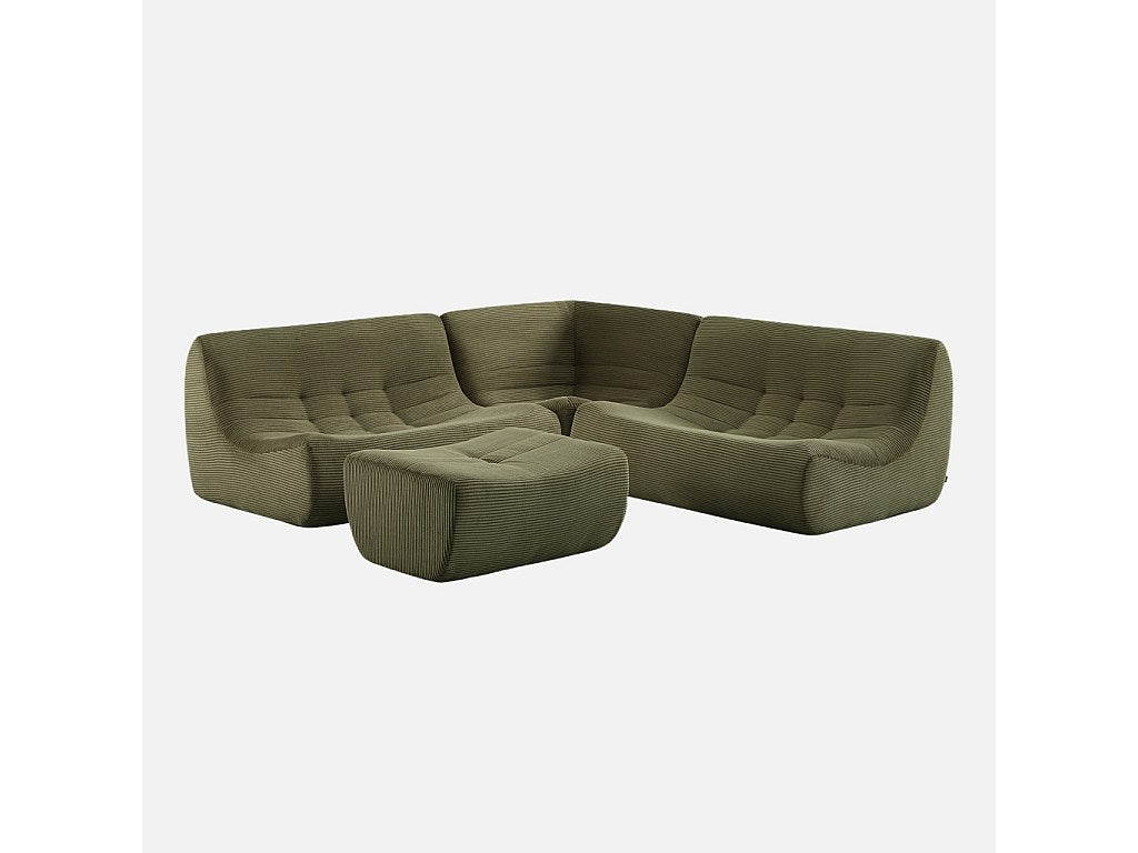 Angle pour canapé modulable 5 places vert velours