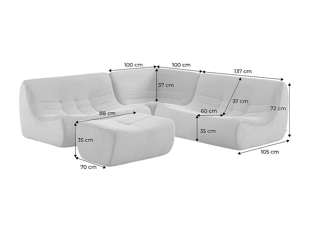 Angle pour canapé modulable 5 places vert velours