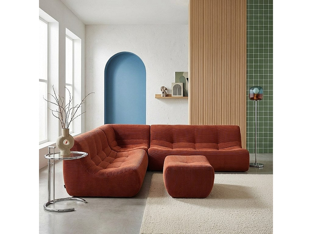 Angle pour canapé modulable 7 places orange velours