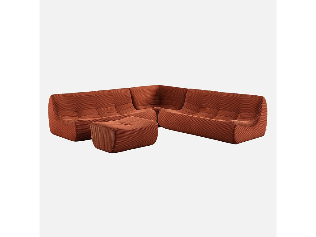 Angle pour canapé modulable 7 places orange velours