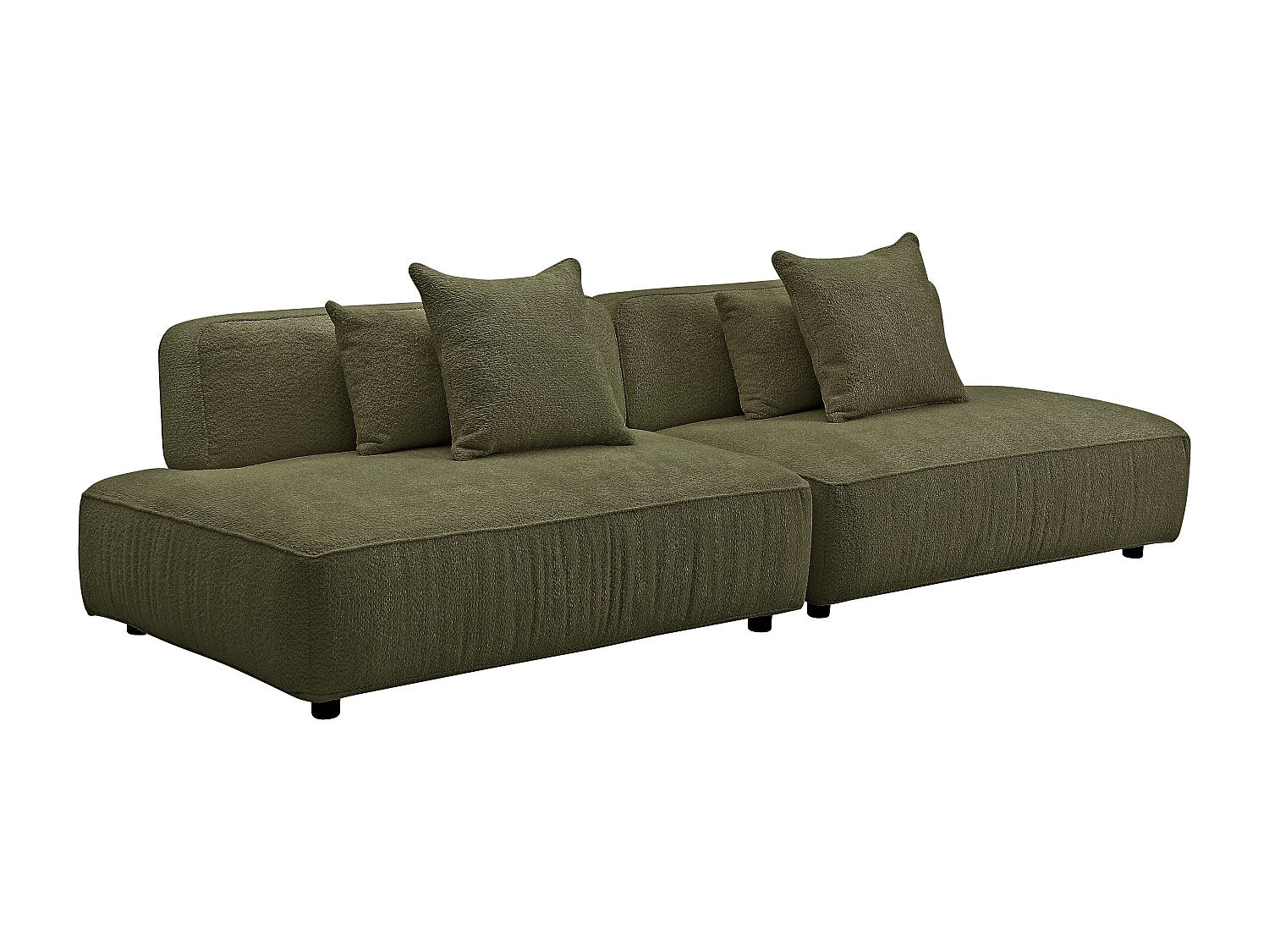 Canapé modulable 5 places vert tissu