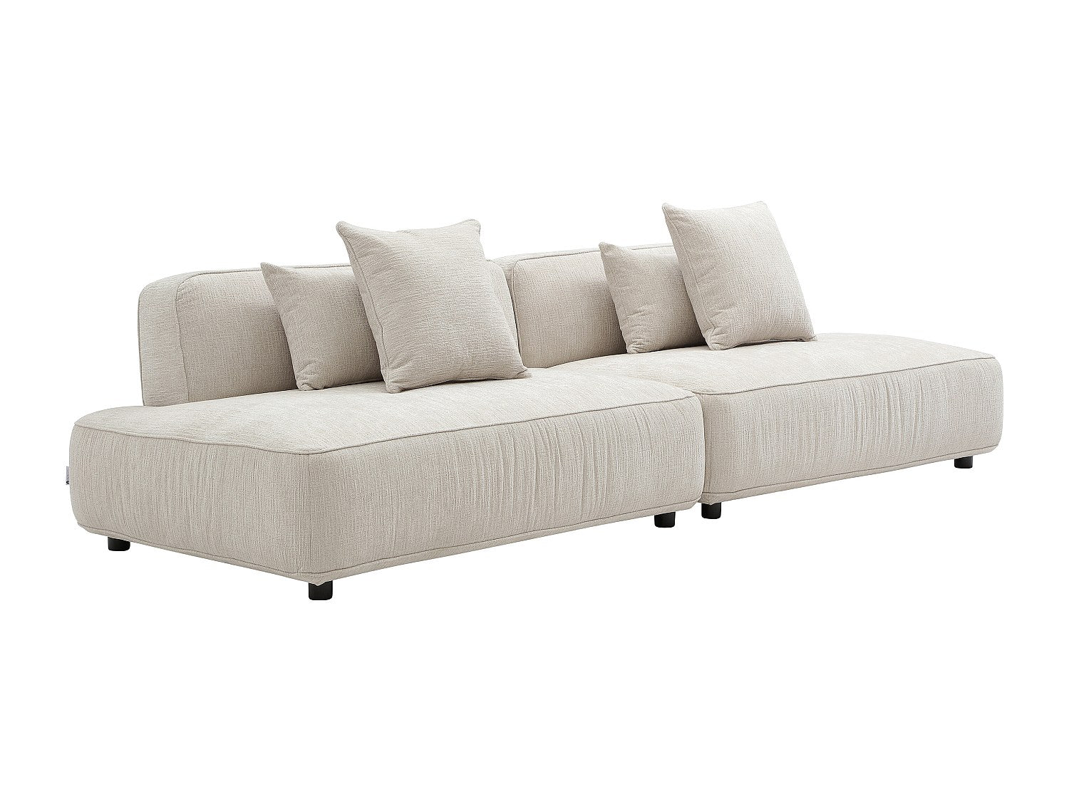 Canapé modulable 5 places beige tissu