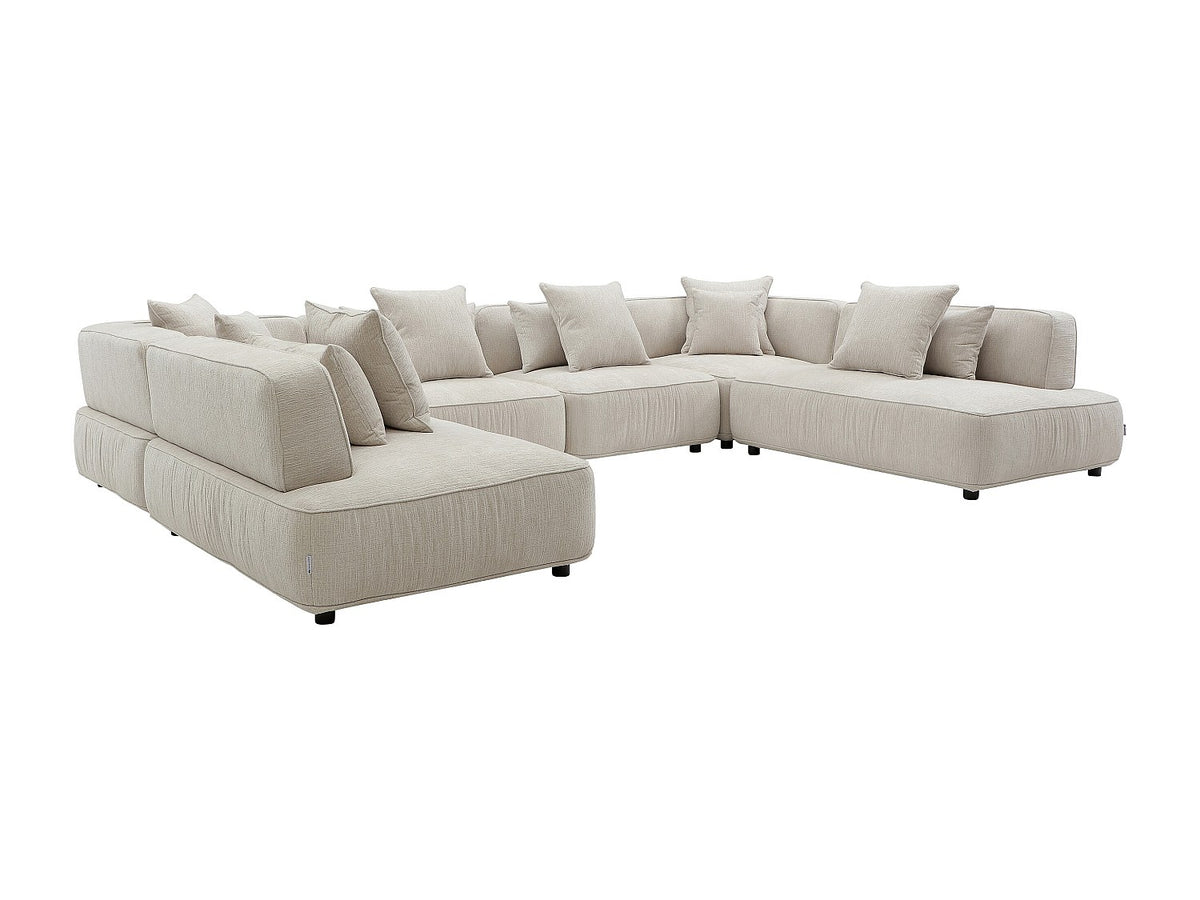 Canapé modulable panoramique beige tissu