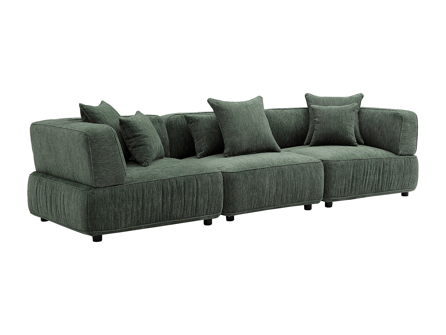 Canapé modulable 4 places vert tissu