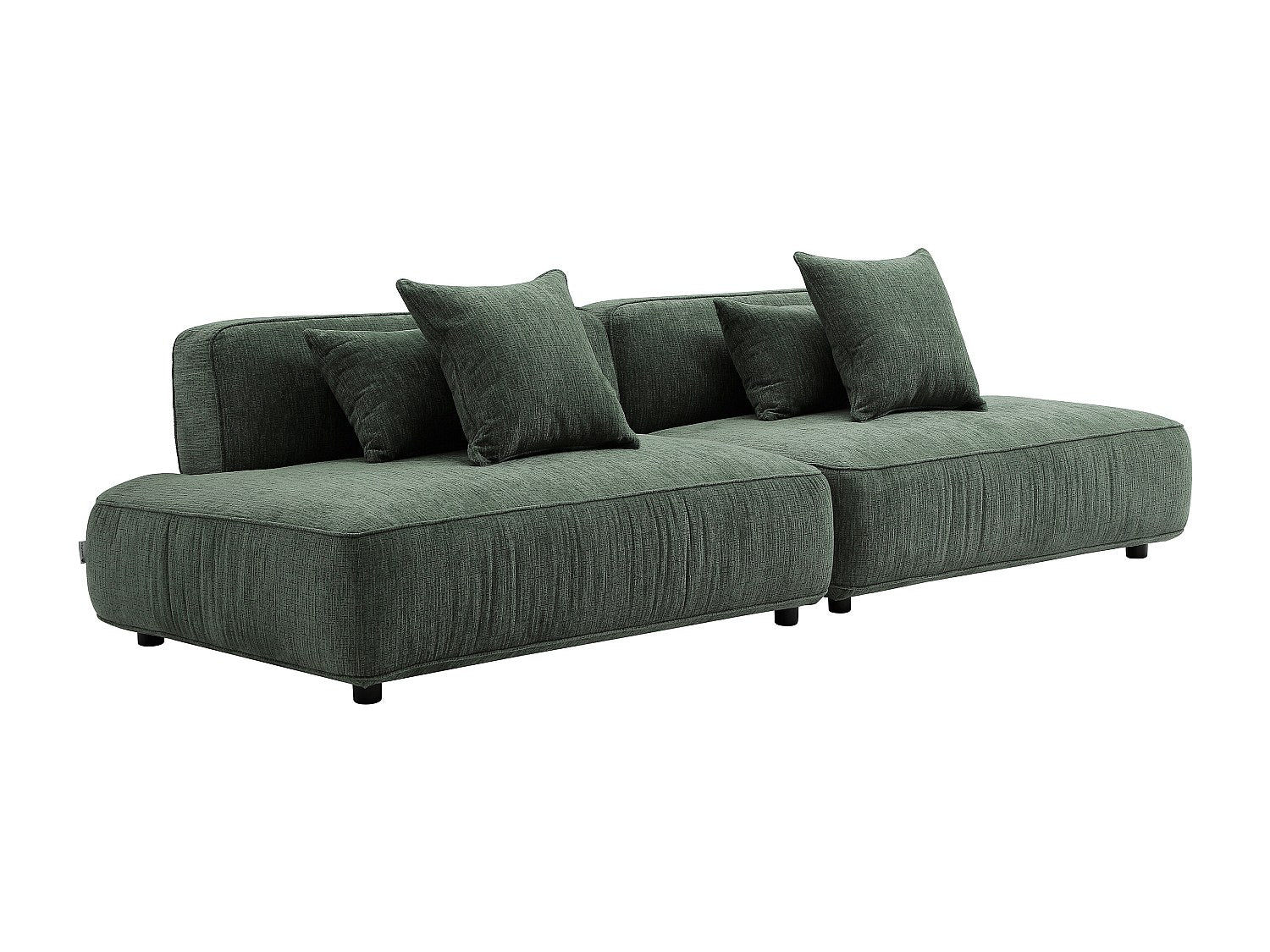 Canapé modulable 5 places vert tissu