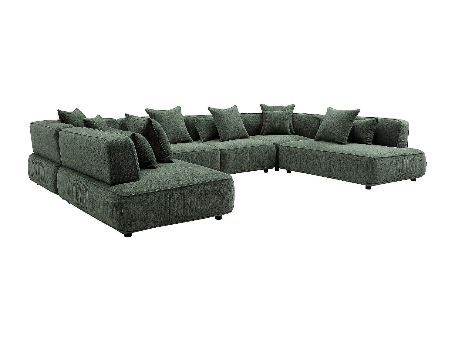 Canapé modulable panoramique vert tissu