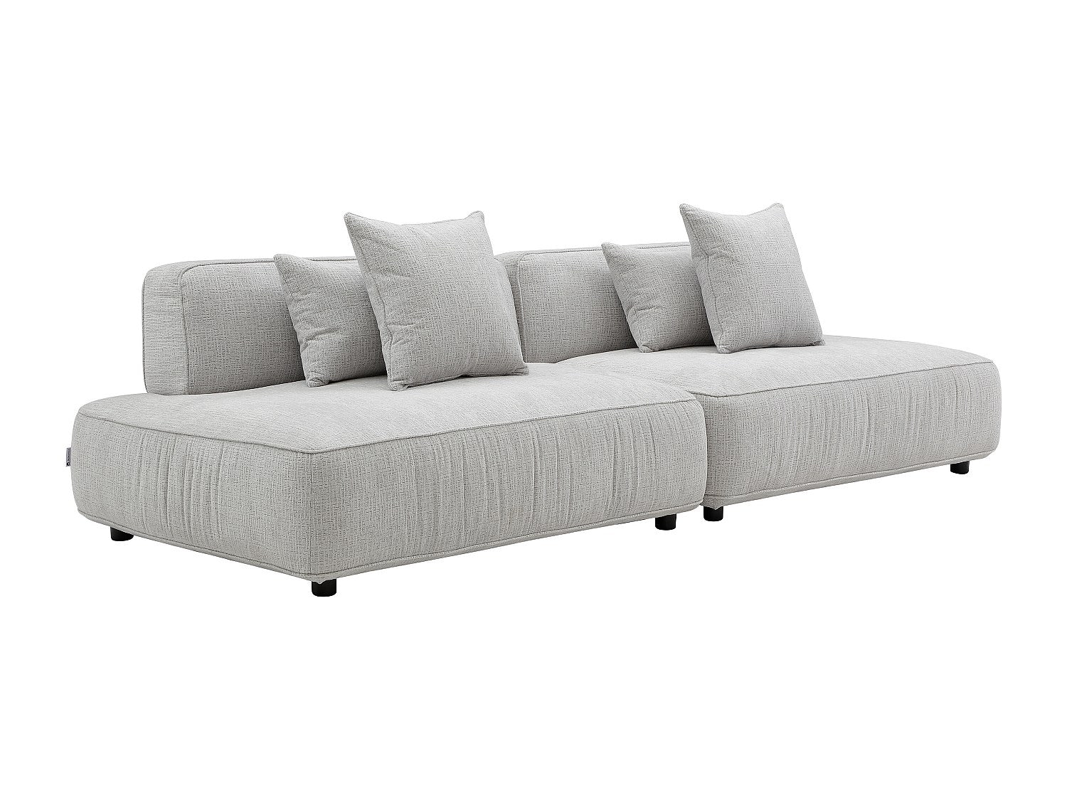 Canapé modulable 5 places gris tissu