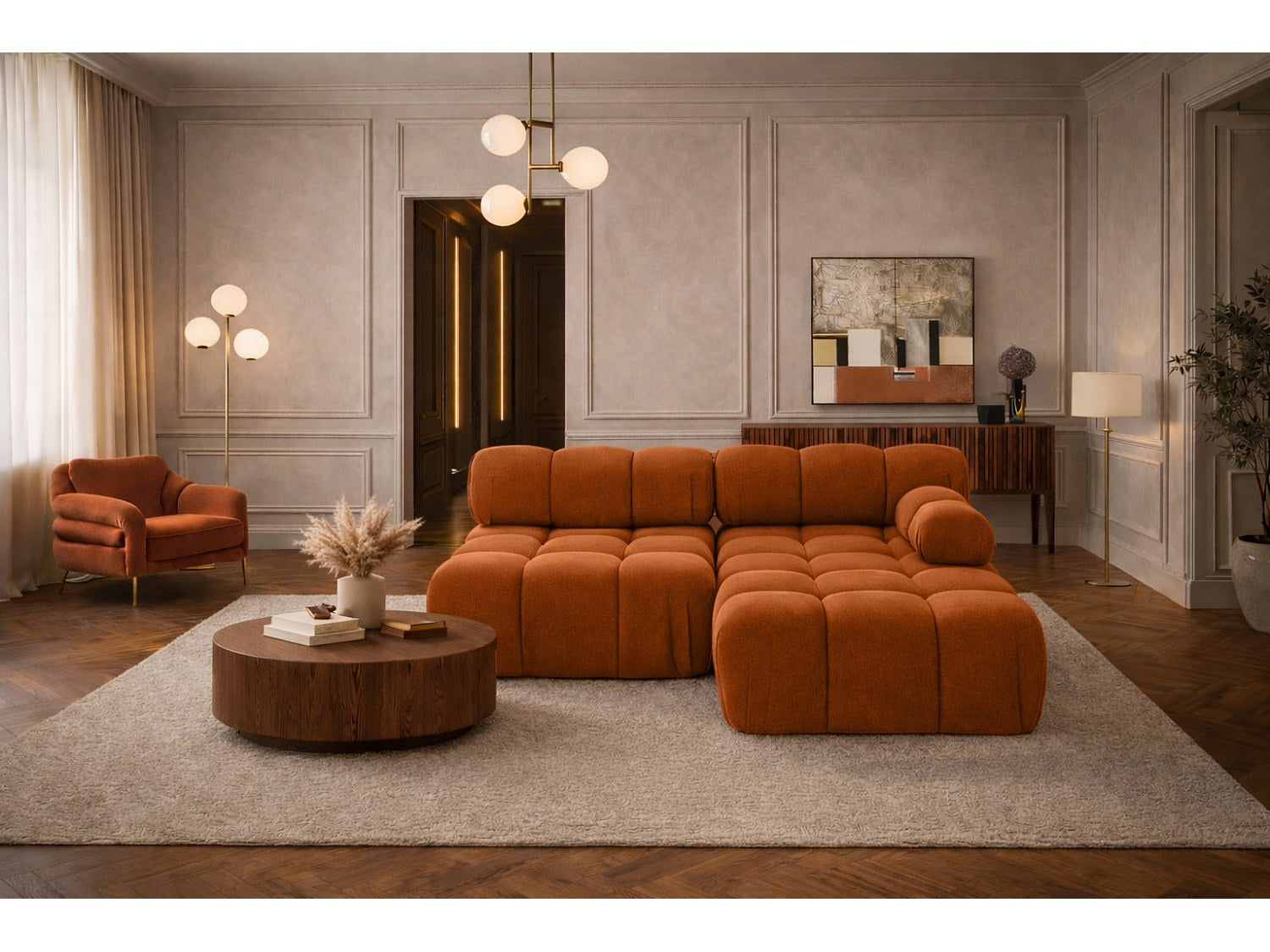 Canapé modulable marron tissu