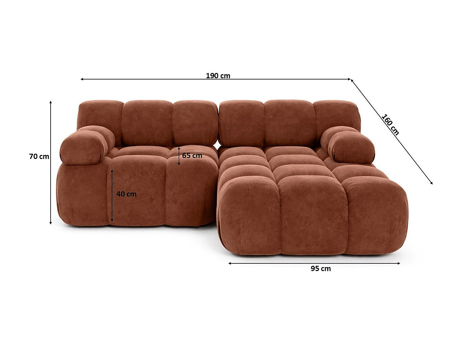 Canapé modulable marron tissu
