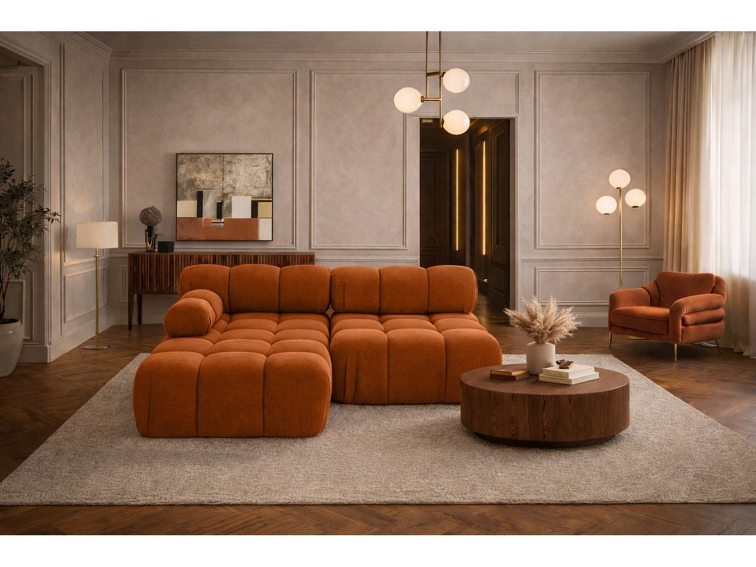 Canapé modulable marron tissu