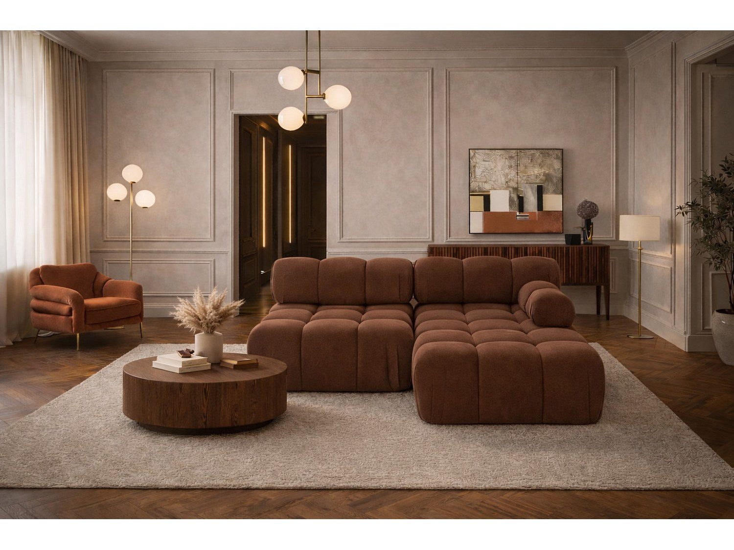 Canapé modulable marron tissu