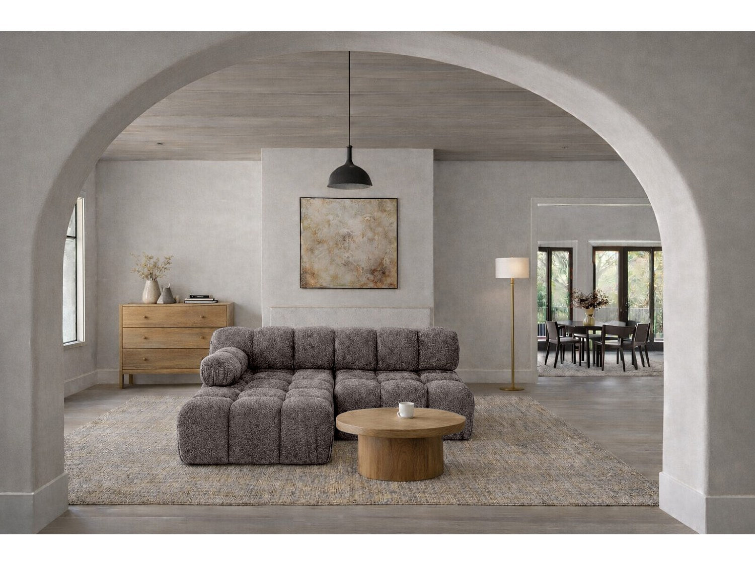 Canapé modulable marron tissu